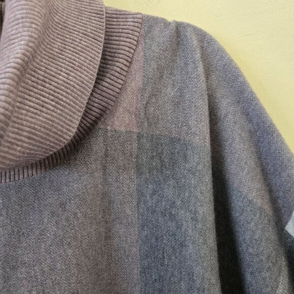 House Of Harlow 1960 Fringe Windowpane Plaid Poncho One Size - Picture 5 of 9